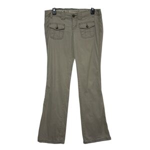 Vintage LEI Tan Low Rise Flare Cargo Pants with Floral Lining - Size 5